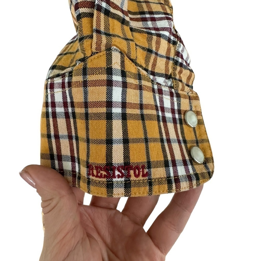 Resistol Shirt Rodeo Mens Sz Large Embroidered Logo Pearl Snap Plaid Western‌‌‌ - Picture 10 of 11